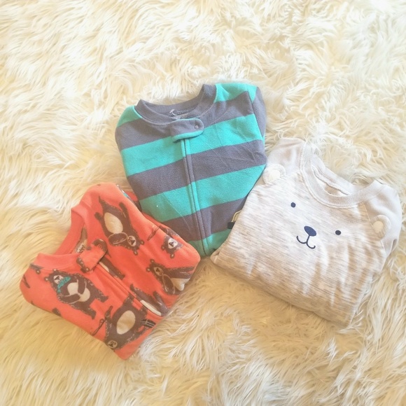 Carter's Other - Carters Fleece Onsie Pajamas Bundle Bears & Truck